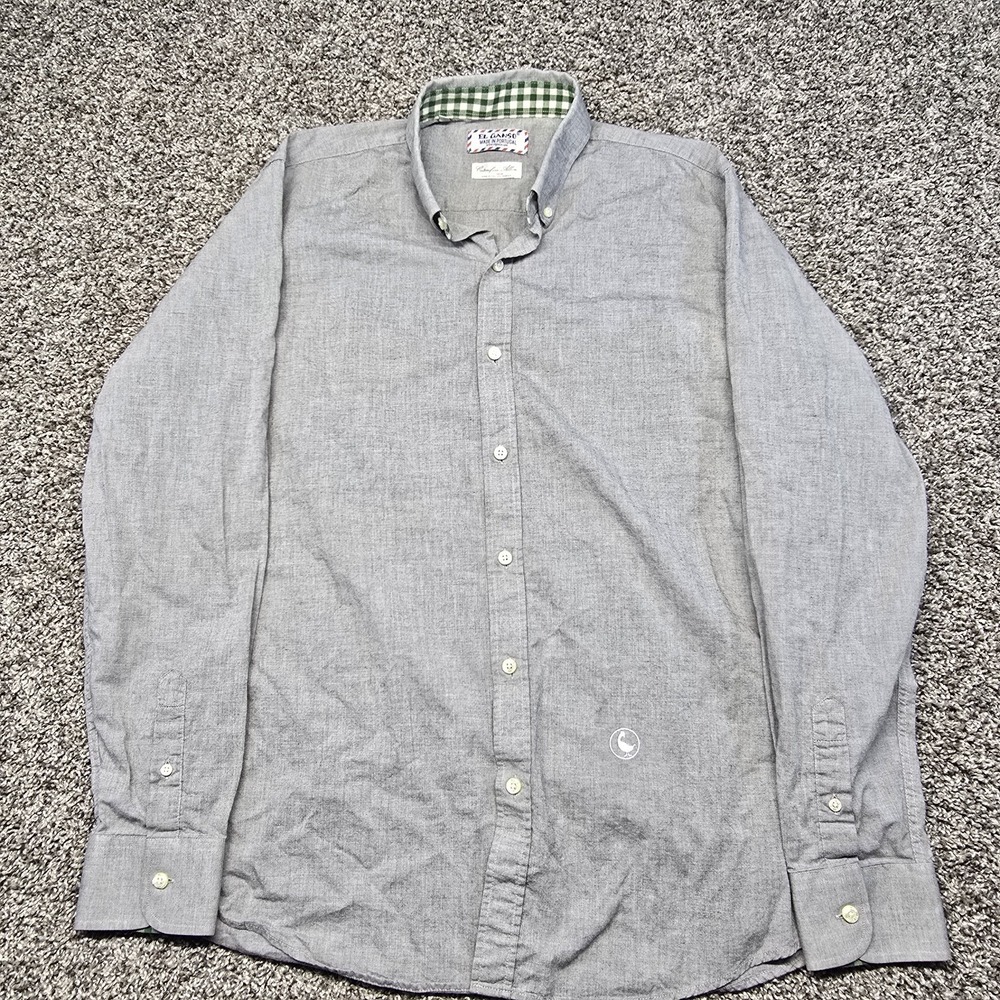 El Ganso Shirt Mens Size 41 (15.5) Gray Button Up Cotonificio Albini Fabric